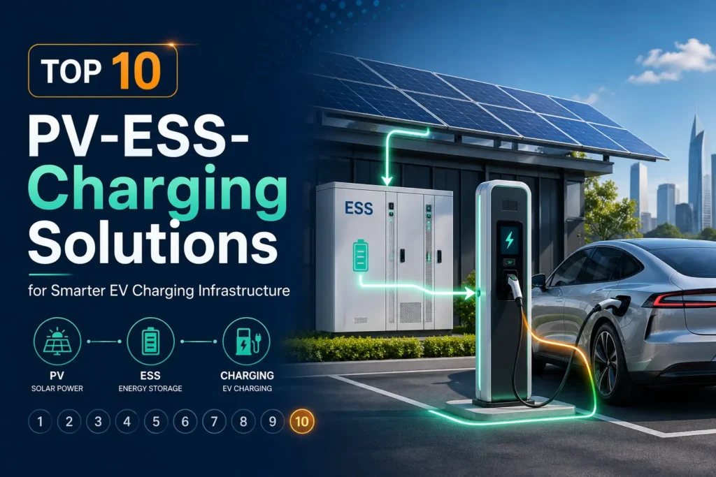 10 อันดับโซลูชัน PV-ESS-Charging สำหรับโครงสร้างพื้นฐานการชาร์จรถยนต์ไฟฟ้าอัจฉริยะ