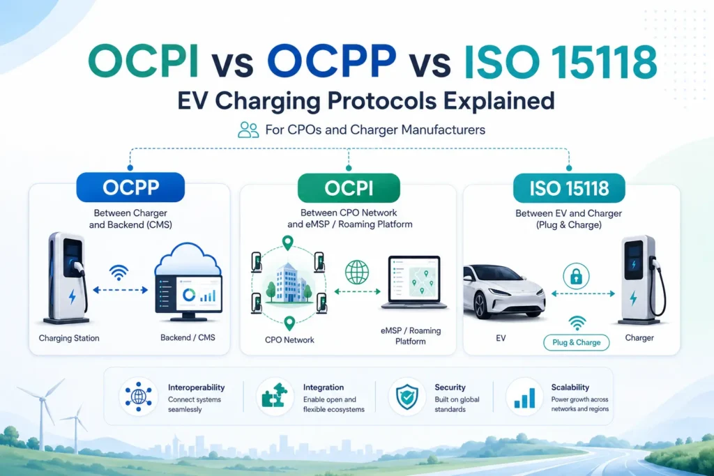OCPI เทียบกับ OCPP เทียบกับ ISO 15118