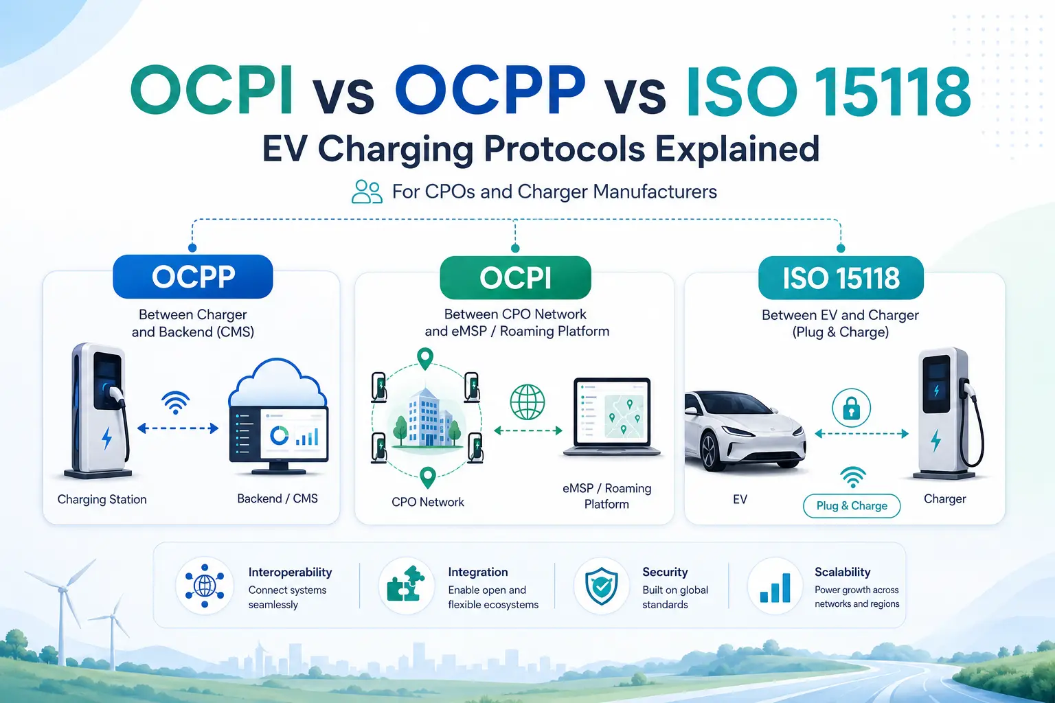 OCPI vs OCPP vs ISO 15118