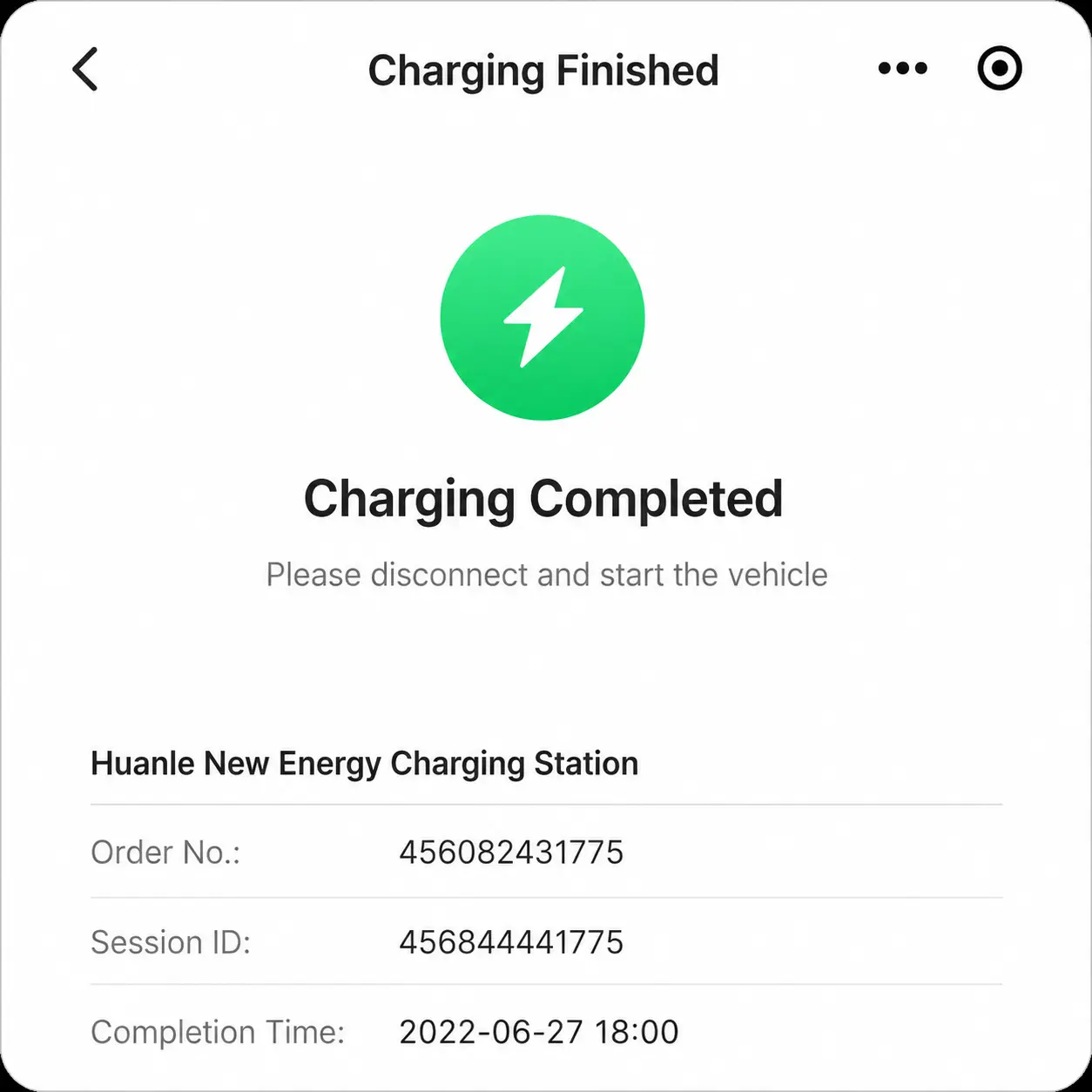Automatic stop and timed e-bike charging session interface
