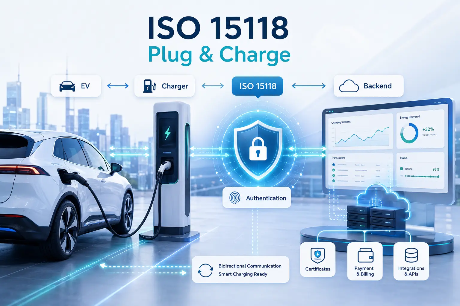 คู่มือการเสียบปลั๊กและชาร์จ ISO 15118: การตรวจสอบสิทธิ์ ใบรับรอง และการใช้งานเชิงพาณิชย์
