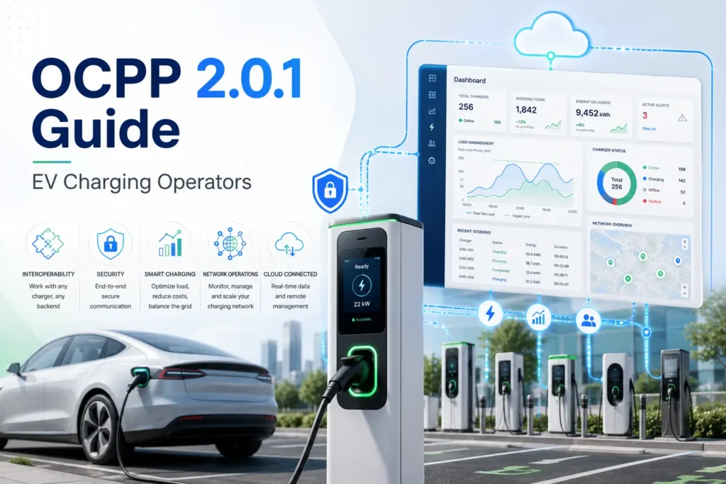 OCPP 2.0.1 เครือข่ายสถานีชาร์จรถยนต์ไฟฟ้าเชื่อมต่อกับแดชบอร์ด CPMS