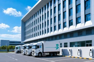 Dingqiao New Energy heavy-duty EV charging system with VIN-based dual-gun charging and fleet management by TrendPower.
