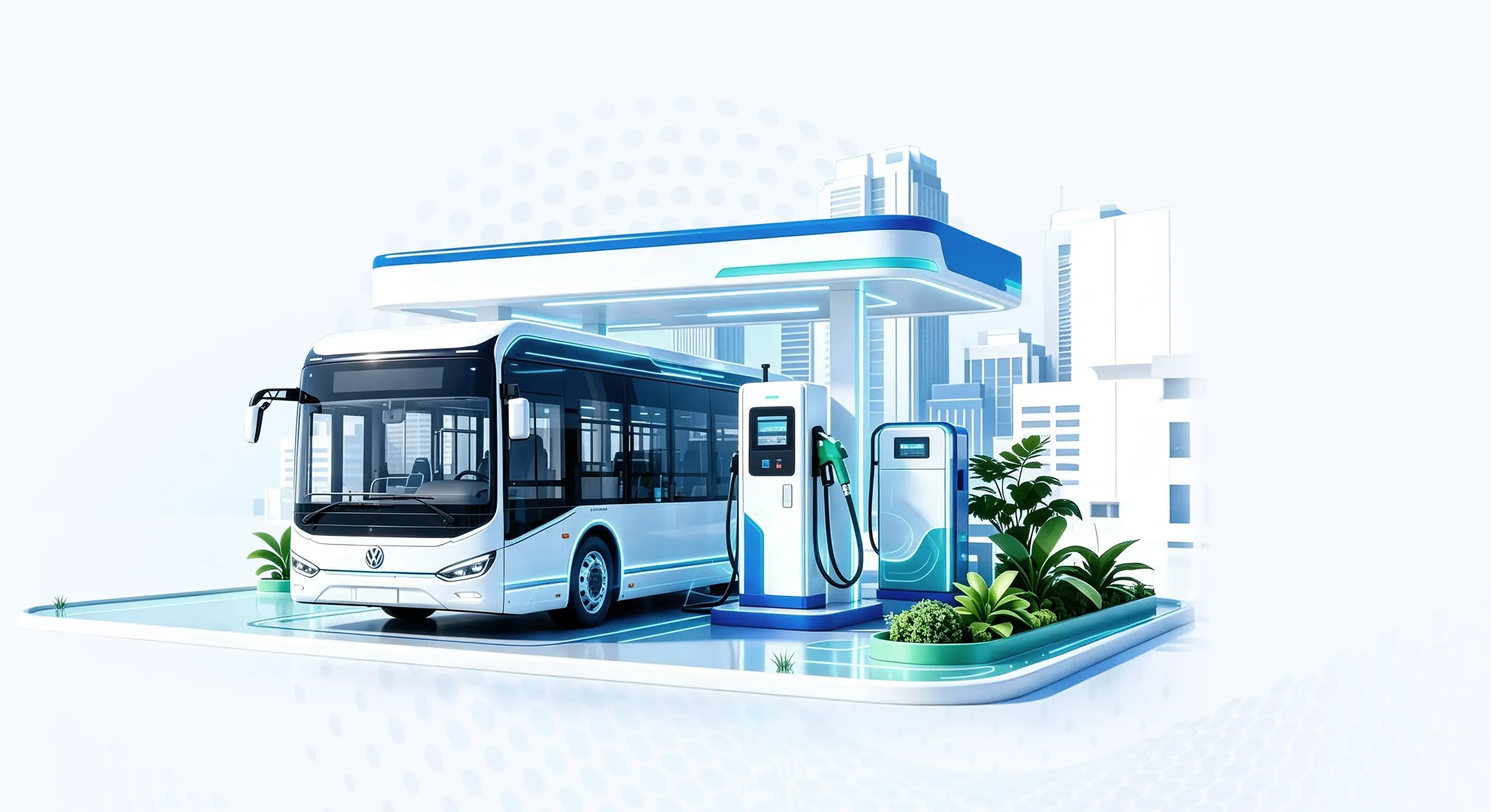 Electric bus at an intelligent charging station managed by TRENDPOWER