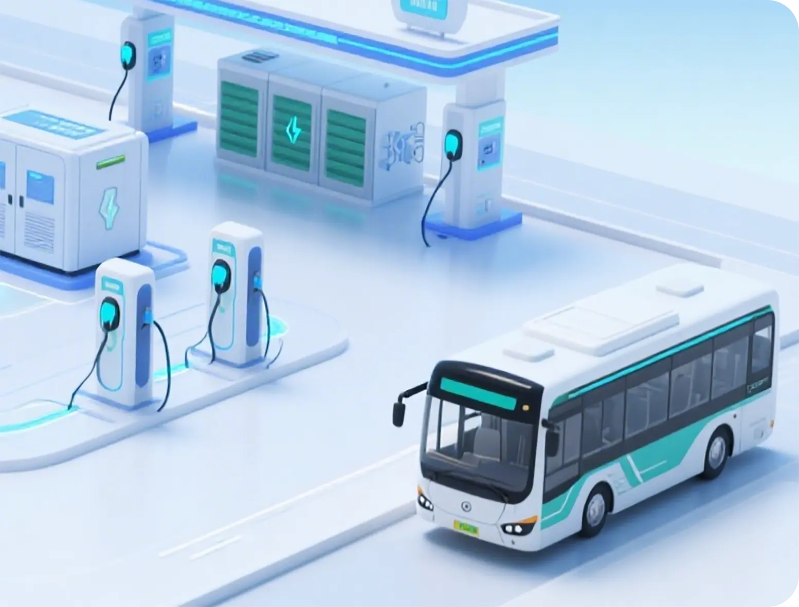 Electric bus operating in a smart charging depot
