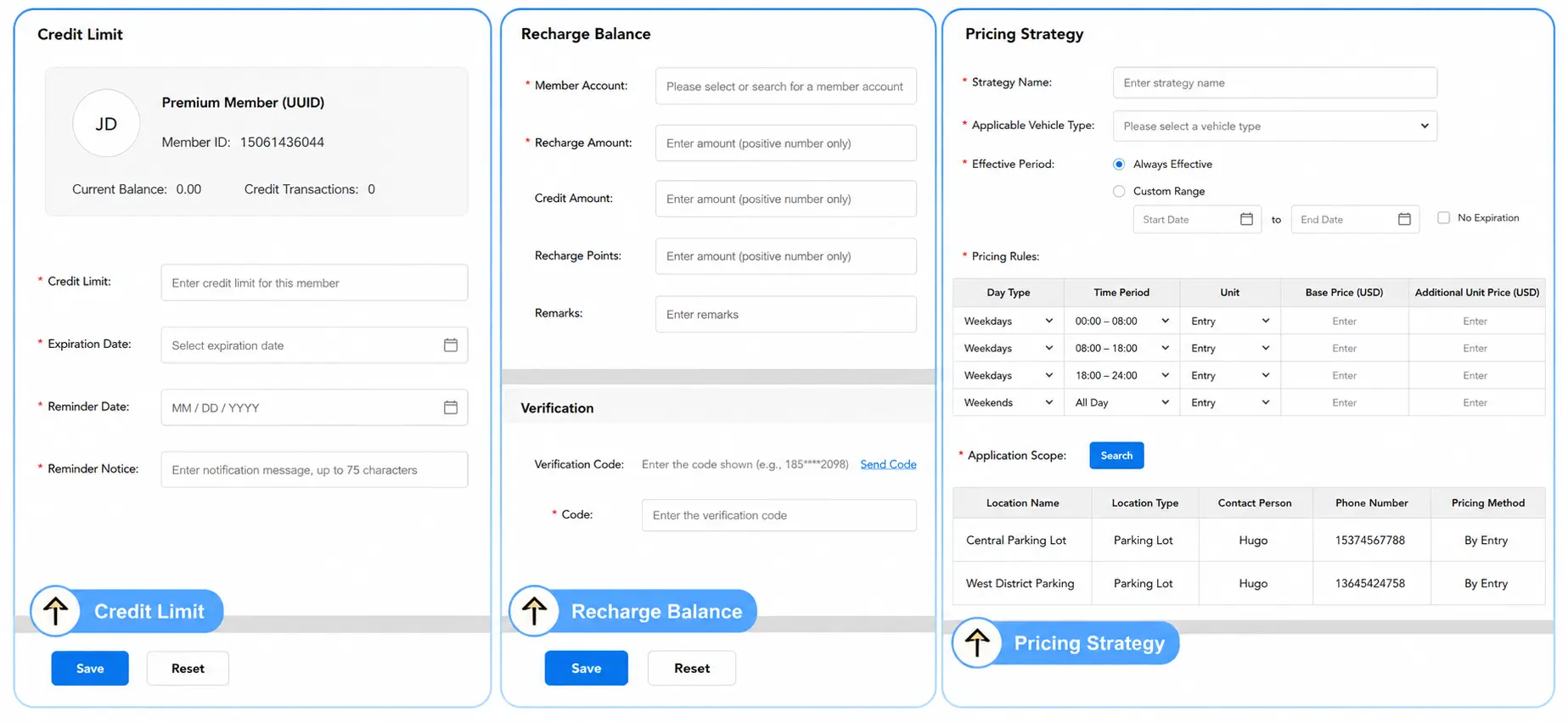TRENDPOWER heavy-duty truck charging services billing system configuration interface